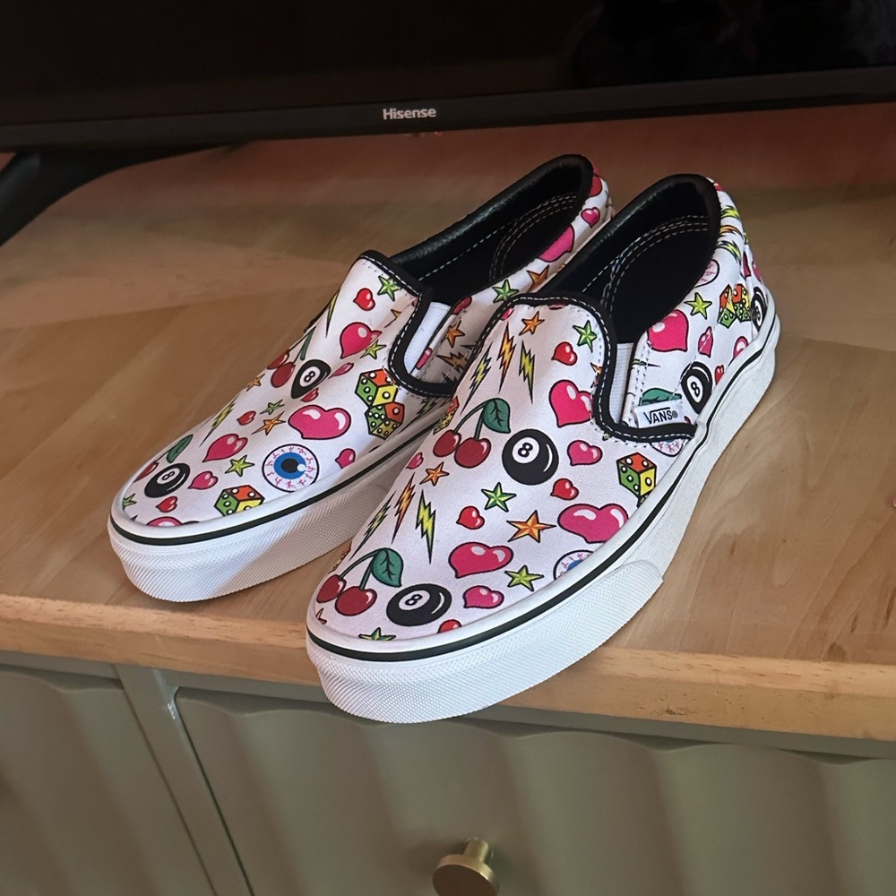 Vans Dice Cherries Bolts Heart 8-Ball Eyeball Classic Slip On